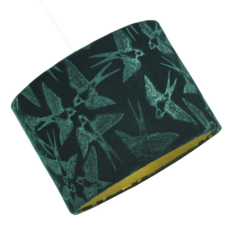 18cm H Velvet Drum Lamp Shade ( Screw On ), Green