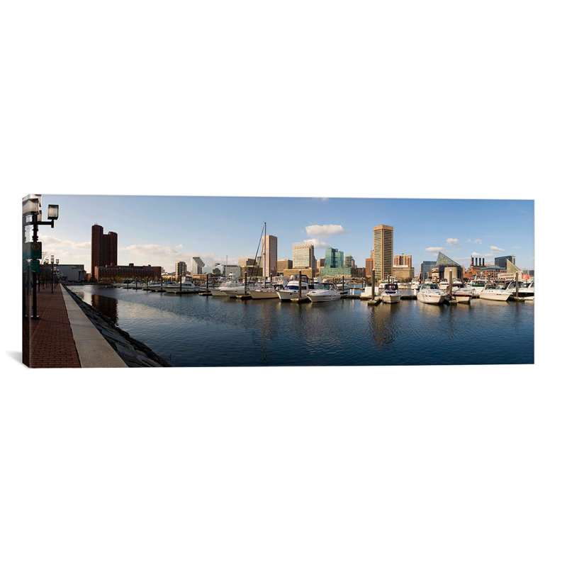 Bateaux de plaisance panoramiques moores chez une harbor, inner harbor, baltimore, maryland 2009, reproduction de photo sur toile