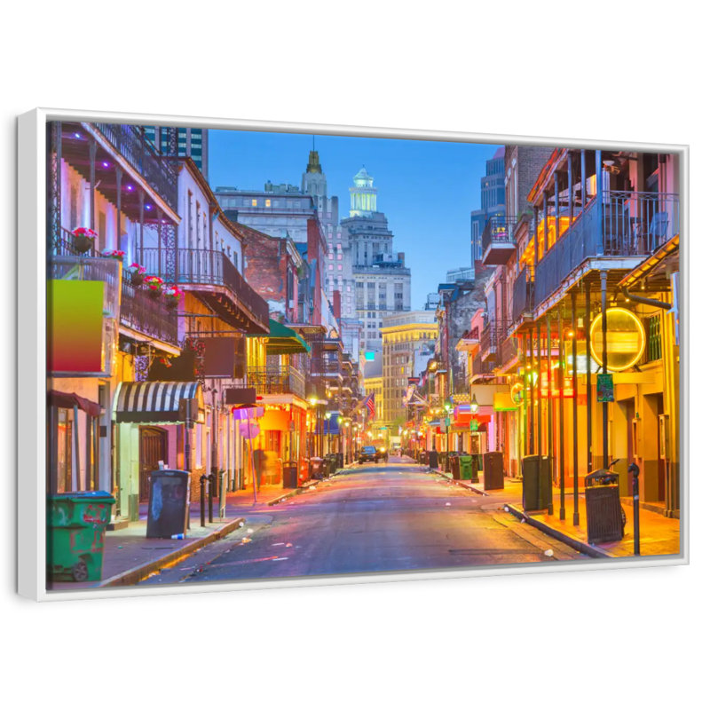 Bourbon Street, Floating Frame White, 37" X 25"