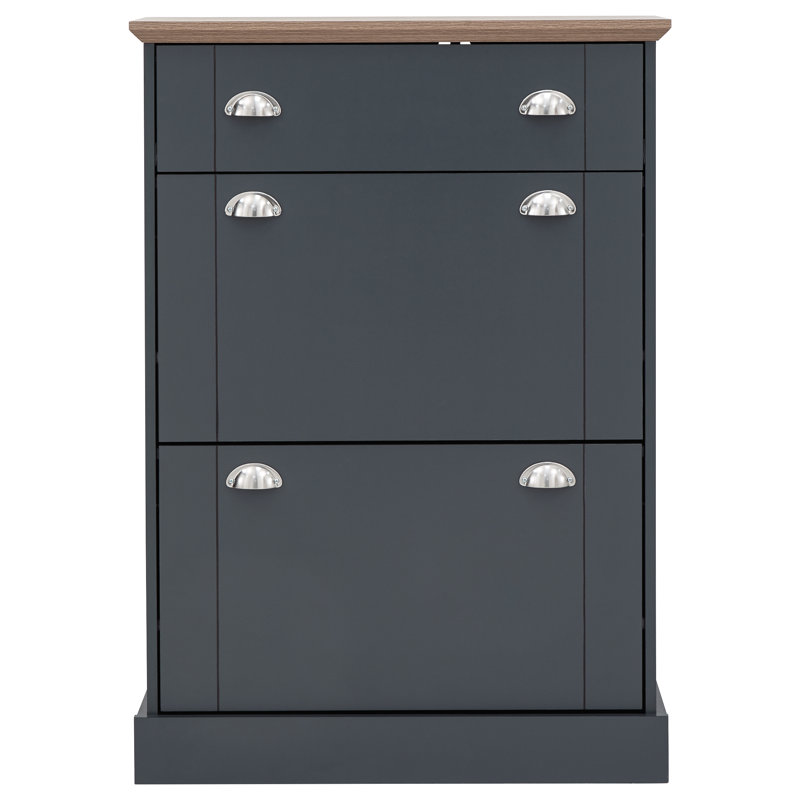 Brielle 12 Pair Shoe Storage Cabinet, Slate Blue