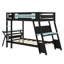 Lit double superposé multifonctionnel, bureau double intégré, ports USB et rangement perforé-577109341