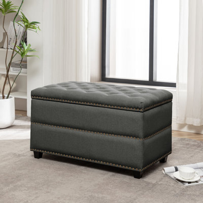 Winston Porter Berg Fabric Storage Bench with Wooden Legs