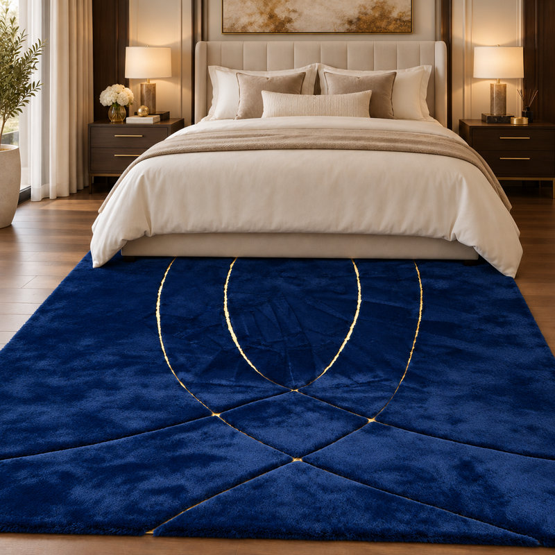 Tapis bleu marine en peluche Midnight, Rectangle 9 pi 6 po x 13 pi 6 po