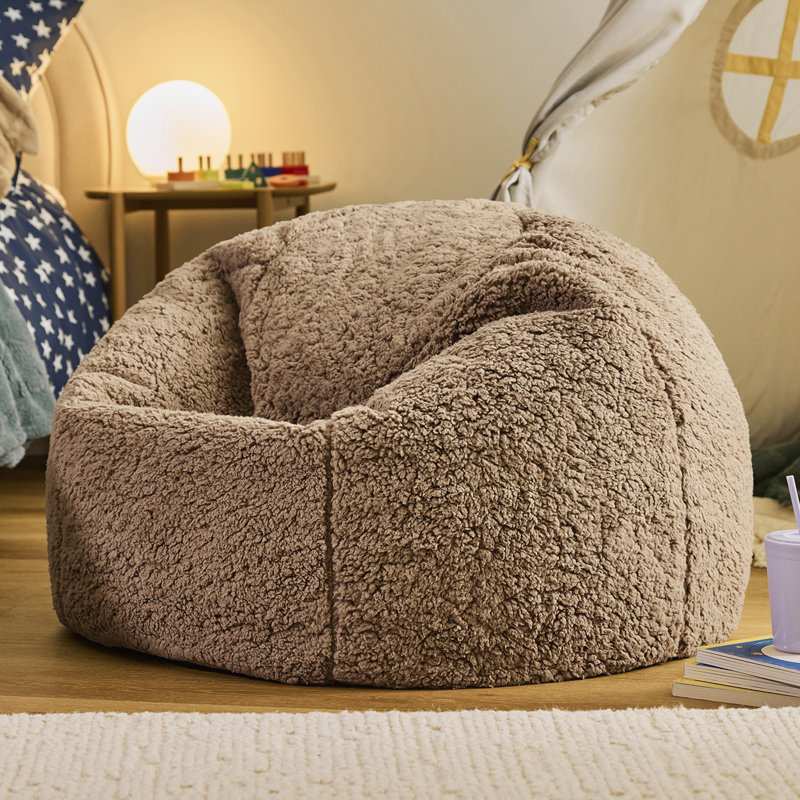 icon Kids Kingston Teddy Fleece Classic Bean Bag, Natural, Brown