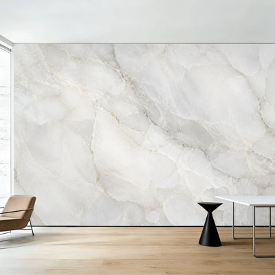 Peel and Stick Wallpaper Elegant White Marble Subtle Gray Veining Wall Murals 100"H x 144"W Removable PVC Wall Paper Self-Adhesive Wall Decor for Bedroom Living Room Home Office