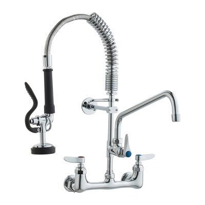 Robinet de pré-rinçage commercial robuste avec pulvérisateur rétractable, robinet d'évier de cuisine mural avec bec pivotant