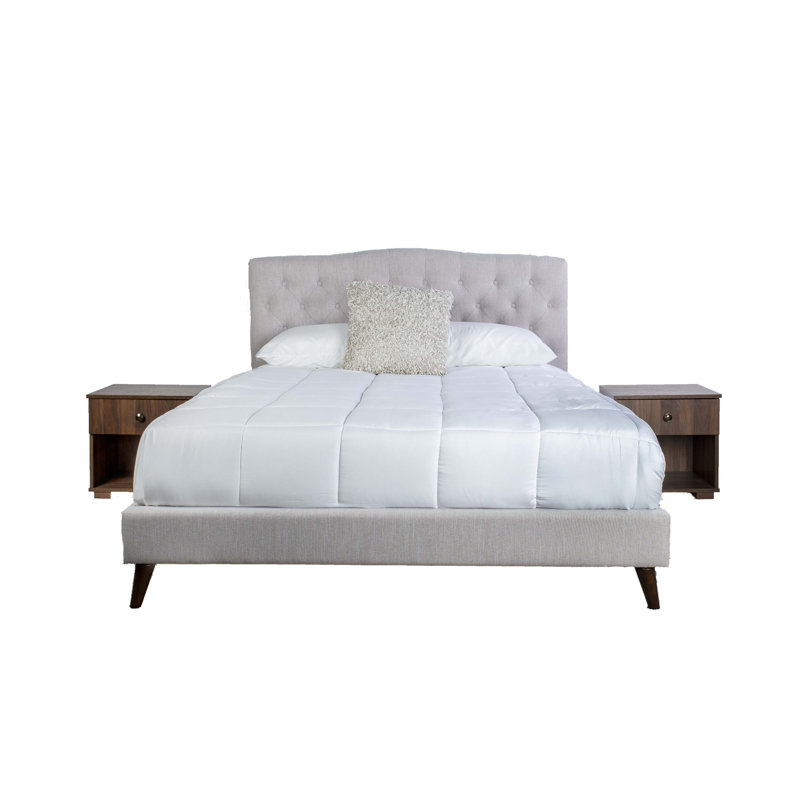 Upholstered Bed With 2 Nightstands, King