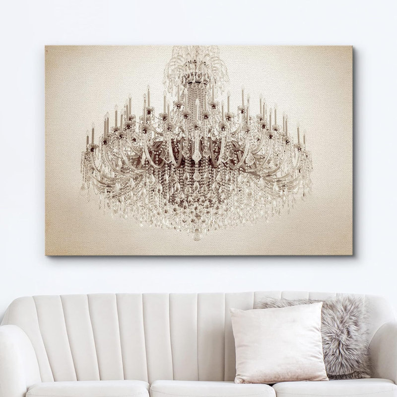 Impression sur toile de style lustre en cristal blanc de style victorien, Toile tendue, H 16 po x l 24 po x P 1,5 po