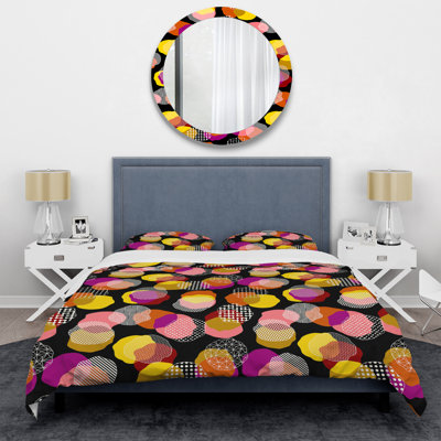 Ensemble de housse de couette en microfibre rose / jaune 3 pièces