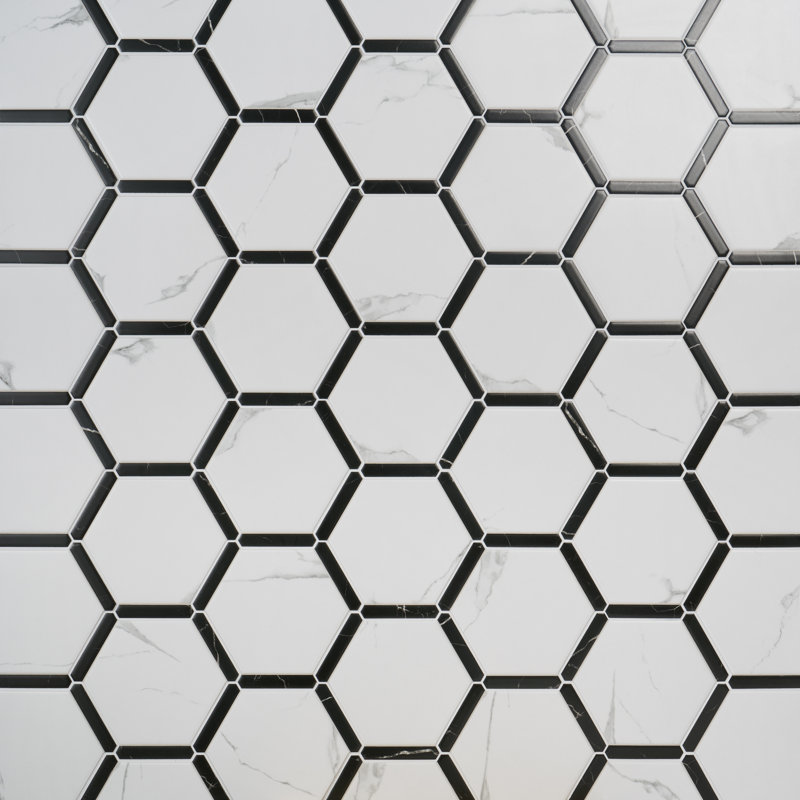 Samara 9" x 10" Porcelain Tile, White