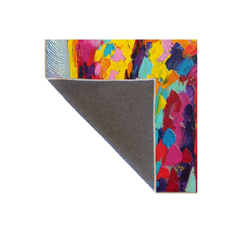 Tapis tissé multicolore lavable à la machine, Tapis de couloir 2 pi 6 po x 6 pi 7 po