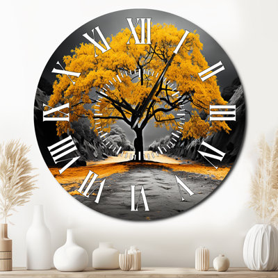 Horloge murale jaune et grise