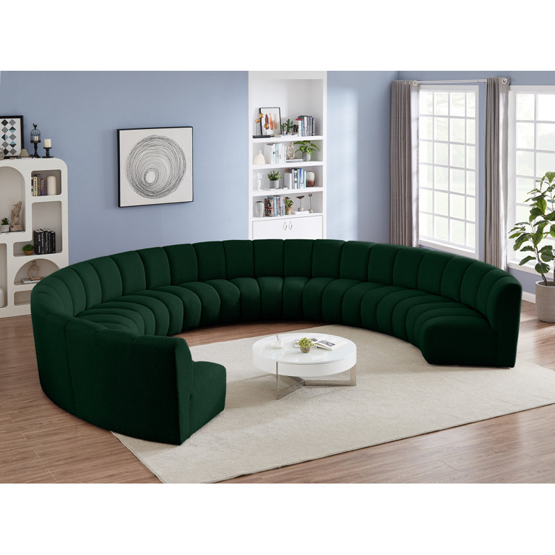 Canapé modulaire de coin Infinity de 183 po de largeur Infinity, Tissu bouclé vert