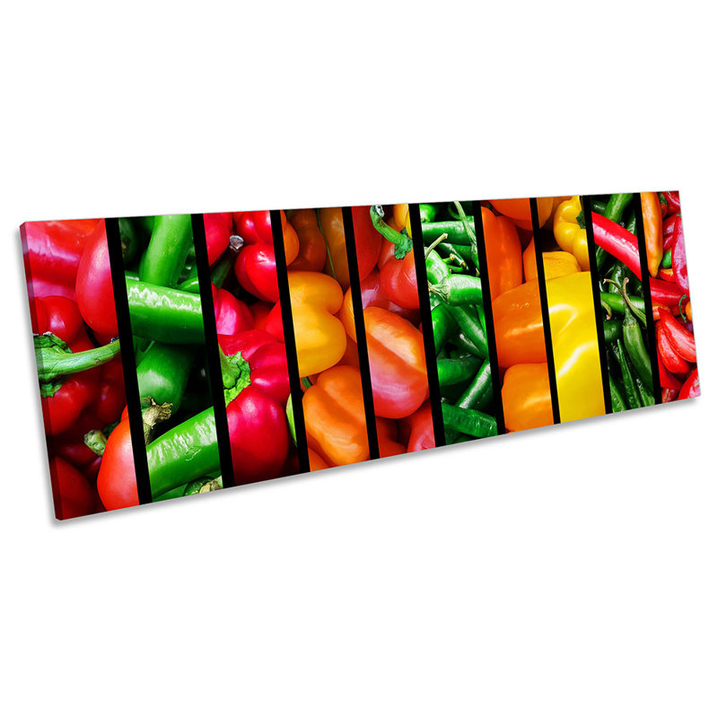 Chilli Pepper Food Collage Panoramic - Wrapped Canvas Panoramic Print, 30.48cm H x 91.44cm W x 2cm D