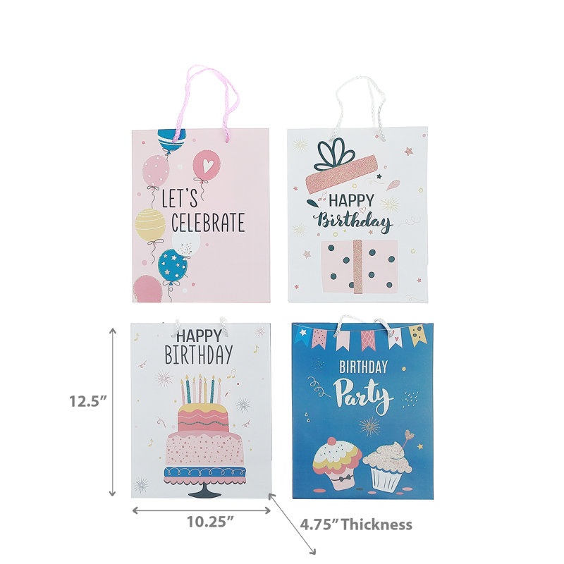 Ensemble de 12 sacs-cadeaux Happy Birthday