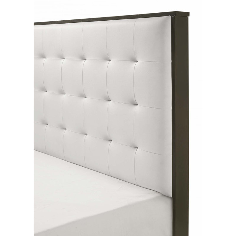 Panel Bed Button Tufted Headboard Wooden, Twin
