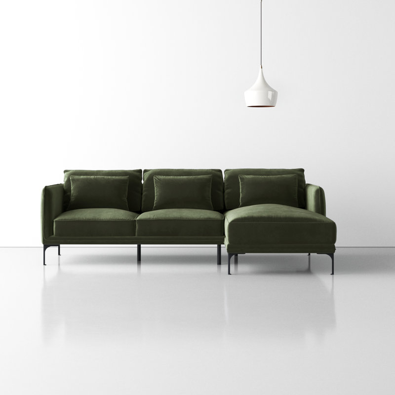 Rae 2-Piece Upholstered Sectional with Chaise, Military Green, Right Hand Facing