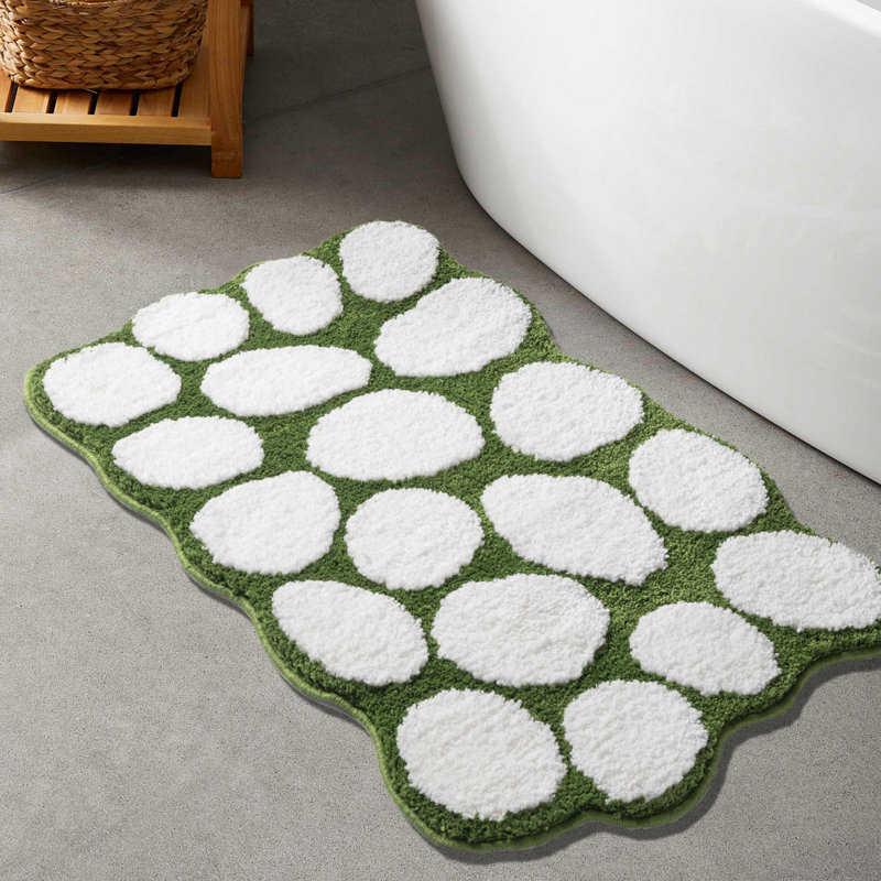 Tapis de salle de bain antidérapant et antidérapant Pebble, 20 po x 32 po, Vert