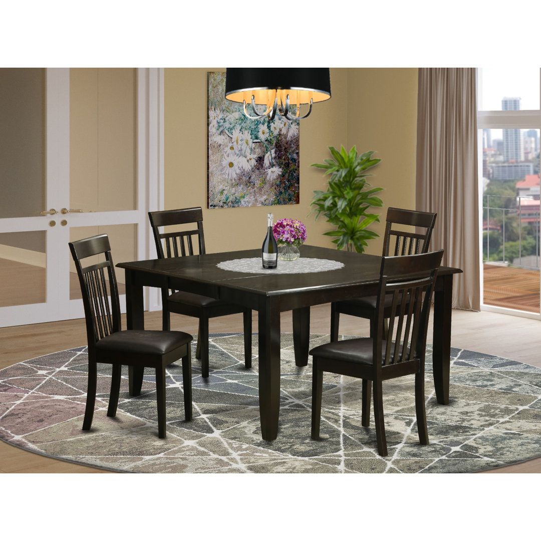 Pilning 5 - Piece Butterfly Leaf Rubberwood Solid Wood Dining Set August Grove®