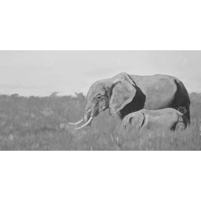 Elephants in the savannah - 15.75"x31.50" Desk mat