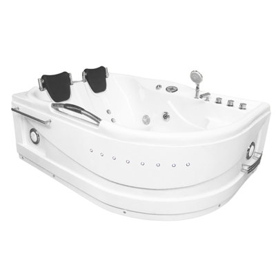 CAYMAN 67" x 47" 2-Person White Whirlpool Bathtub with Dual Pump