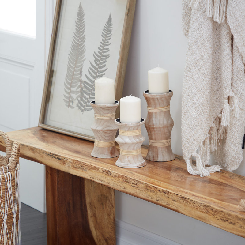 10.05'' H Wood Tabletop Candlestick