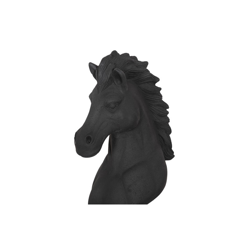 Small Cast Stone Knight Chess Sculpture, Black