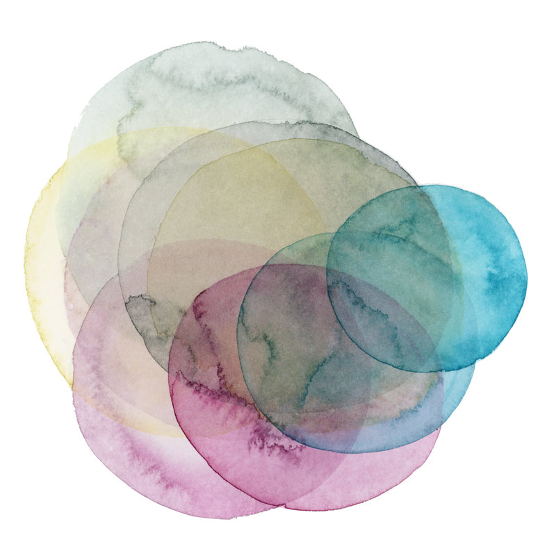 «Evolving Planets II», peinture sur toile tendue, H 12 po x l 12 po