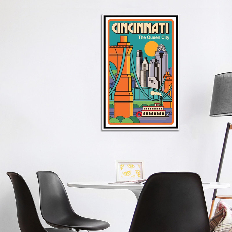 Affiche de voyage Cincinnati par Jim Zahniser-reproduction d’art, Pas de tapis, H 40 po x l 26 po x P 1,5 po