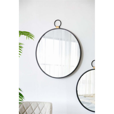 Miroir de 24 po x 27 po à cadre noir - pièce décorative contemporaine pour le salon, la chambre à coucher, le vestibule, le vestibule, rehausse la pièce avec un mur d'entrée naturel réfléchissant de conception minimaliste moderne, réfléchit pour illuminer