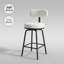 Modern Boucle Swivel Bar Stools Set of 2 - Counter Height Metal Frame with Footrest, White-1411765404