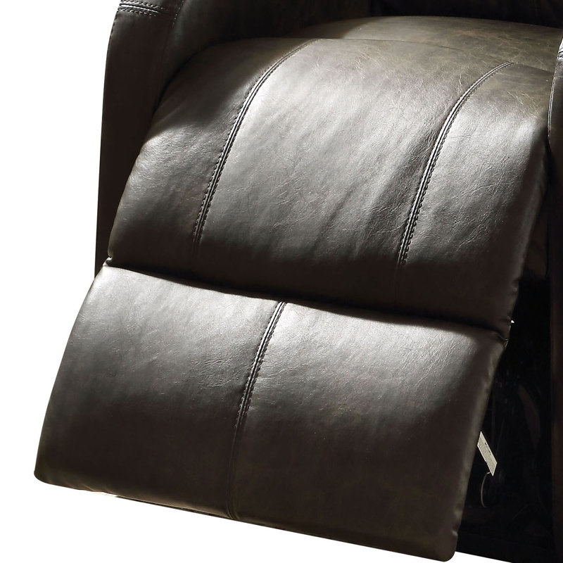 Minocqua Upholstered Home Theater Seat, Brown Gray Faux Leather