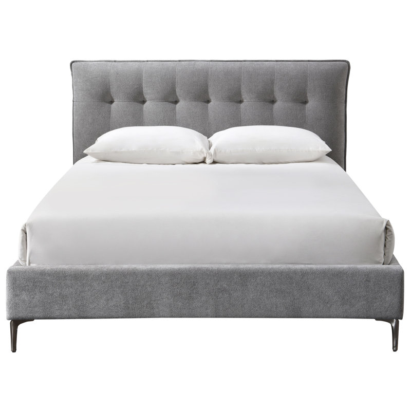 Rexsie Tufted Headboard Bed, Dark Gray/Black, RV King