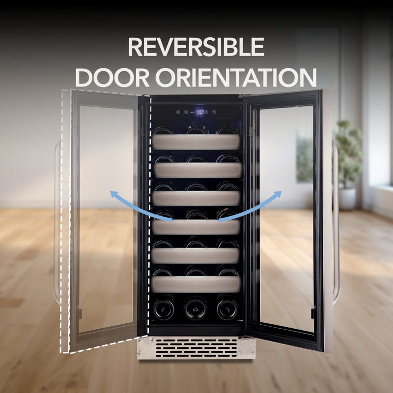 Whynter Elite 15'' width 33 Bottle Built-In Wine Refrigerator with Seamless Stainless Steel Door