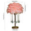 Lampe de table décorative en plumes avec base dorée, ampoule 3 couleurs et interrupteur à bouton-1200755594