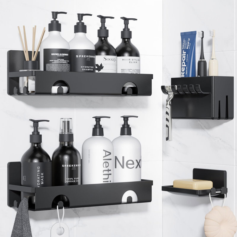 Wall Plastic Shower Caddy, Black