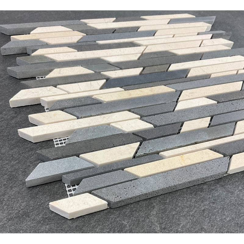 Carrelage mosaïque Crema Marfil and Grey Marble