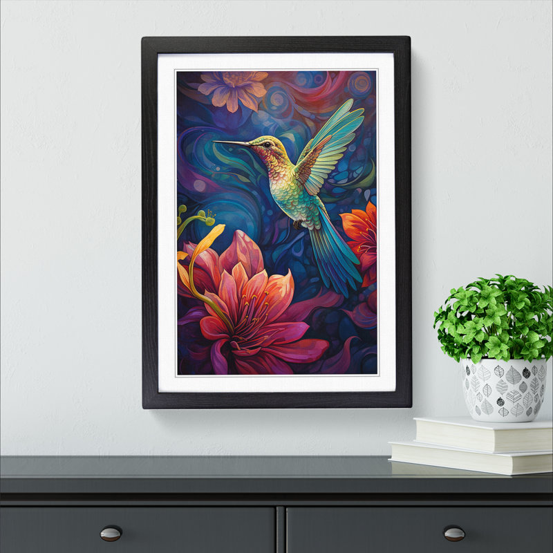 Hummingbird Symbolism - Framed Print, Black Framed, 64cm H x 46cm W x 2cm D