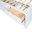 Lit simple en bois avec étagères à livres intégrées, trois tiroirs de rangement et un lit gigogne blanc-130155312-130155310