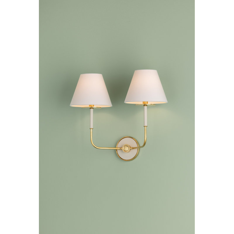 Wedgewood Wall Sconce in Aged Brass and Soft Studio Green by Mark D. Sikes, Gold