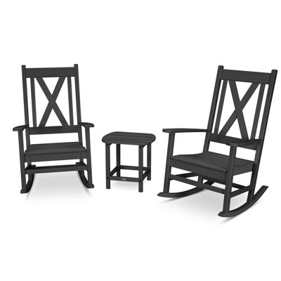 POLYWOOD Braxton 3-Piece Porch Rocking Chair Set