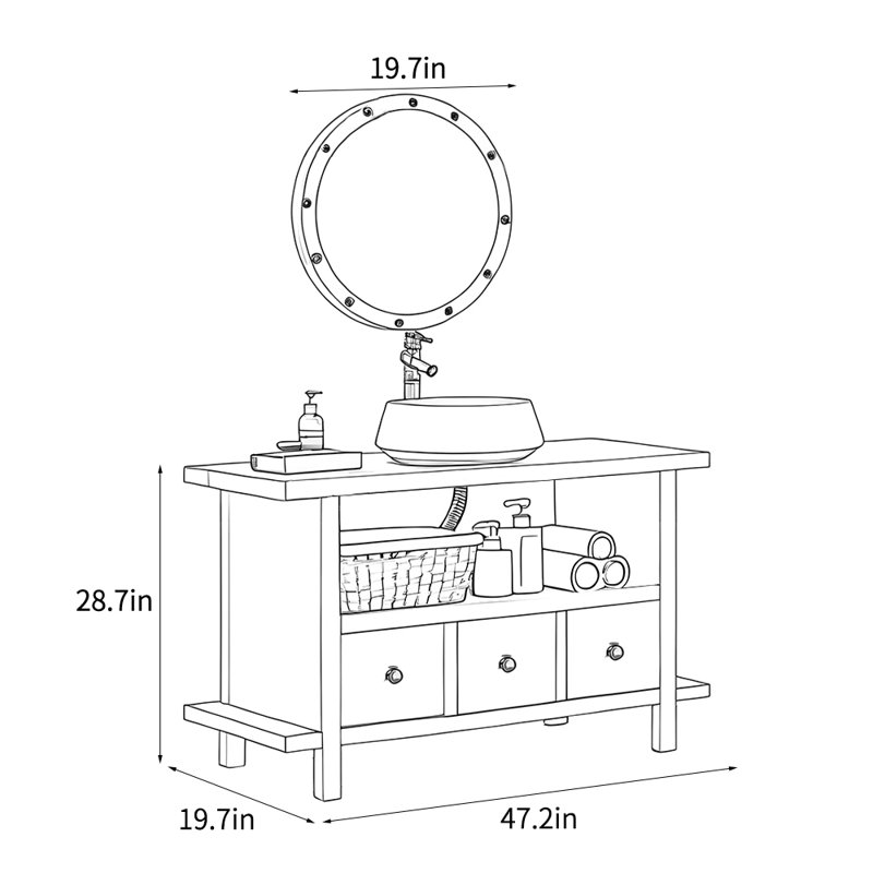 Pastoral style retro bathroom Vanity