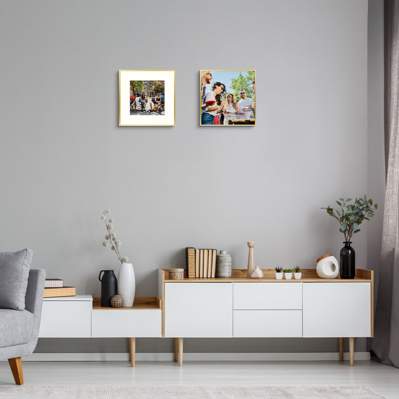 Cadre photo Drennon en métal, cadres photo ou plateau de table et fixation murale, Or, 12 po x 12 po emmêlé à 8 po x 8 po
