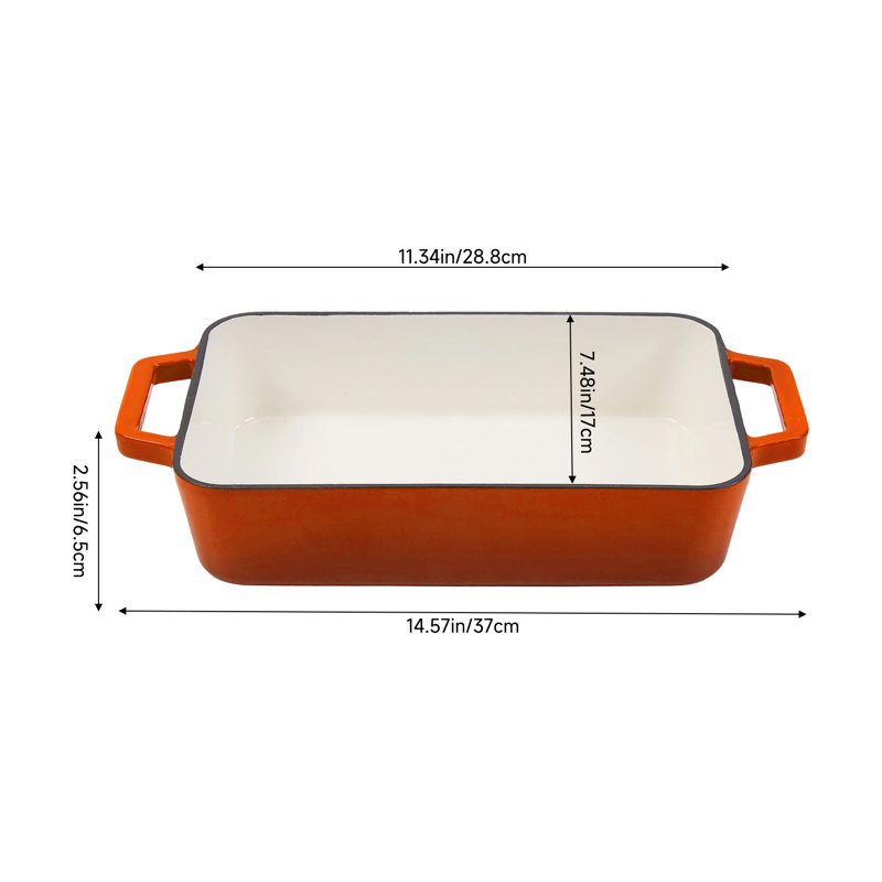 Living And Home 3.2L Cast Iron Stock Pot, 3.2 qt., Orange