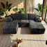 Canapé modulaire à compression en U 98 po, velours côtelé nuage, gris