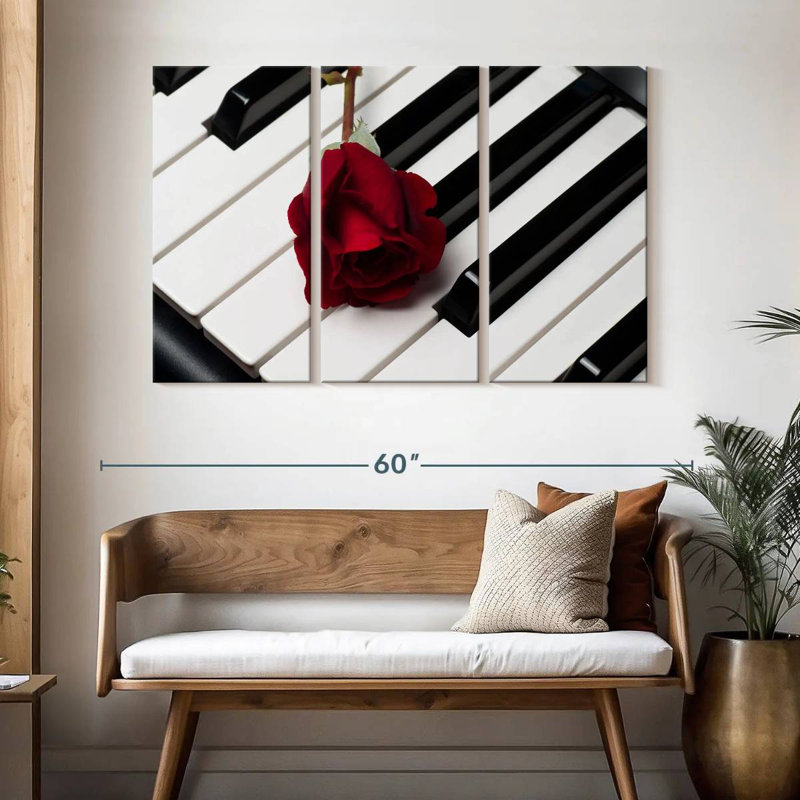 Harnek, touches de piano et rose, H 32 po x l 50 po