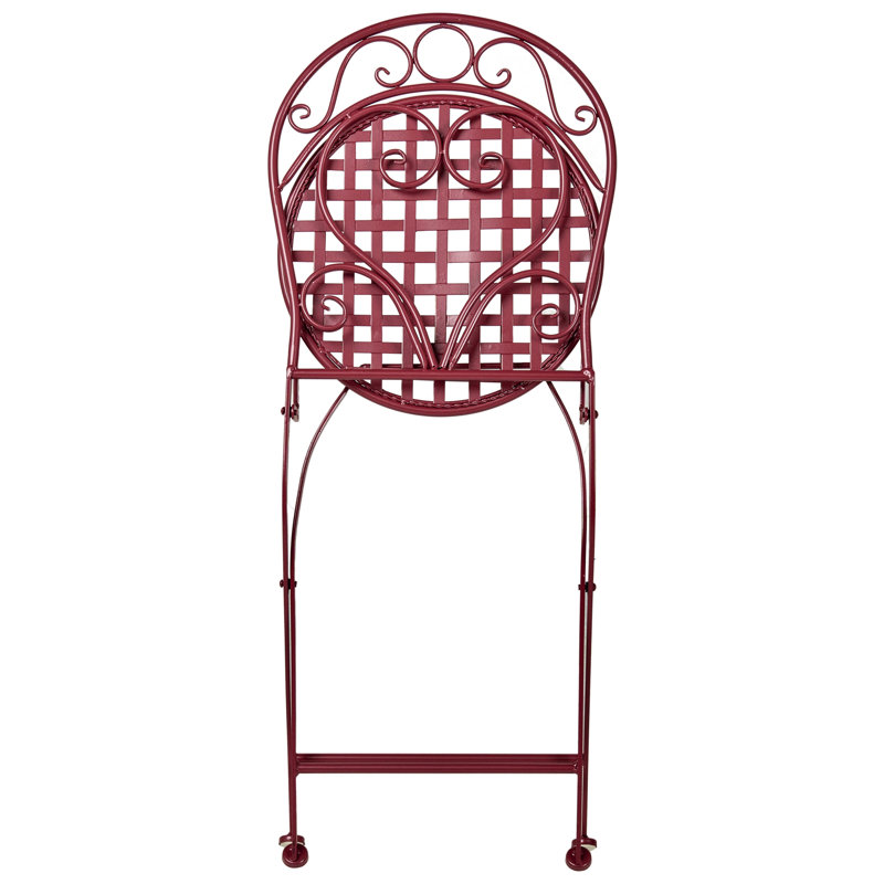 Folding Patio Dining Side Chair, Red