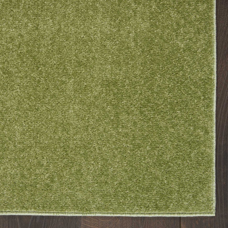 Mullican Sandy Solid Green Easy Care Indoor/Outdoor Area Rug, Square 7'