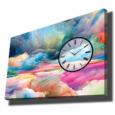 Horloge murale élégante en toile 27,6 po x 39,4 po | Toile 100% suède avec cadre 100% bois (épaisseur: 1,1 pouce) | Parfait pour la décoration intérieure, garde-temps élégant pour le salon et le bureau, design unique