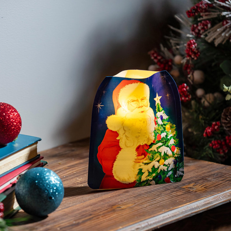 Traditional Santa LED Table Decor PVC Vase with Floating Flickering Candle